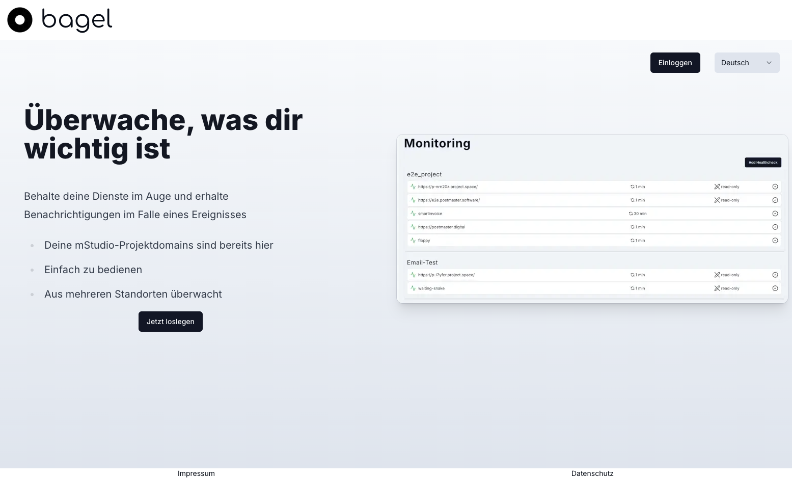 Ein Screenshot der Anwendung Bagel